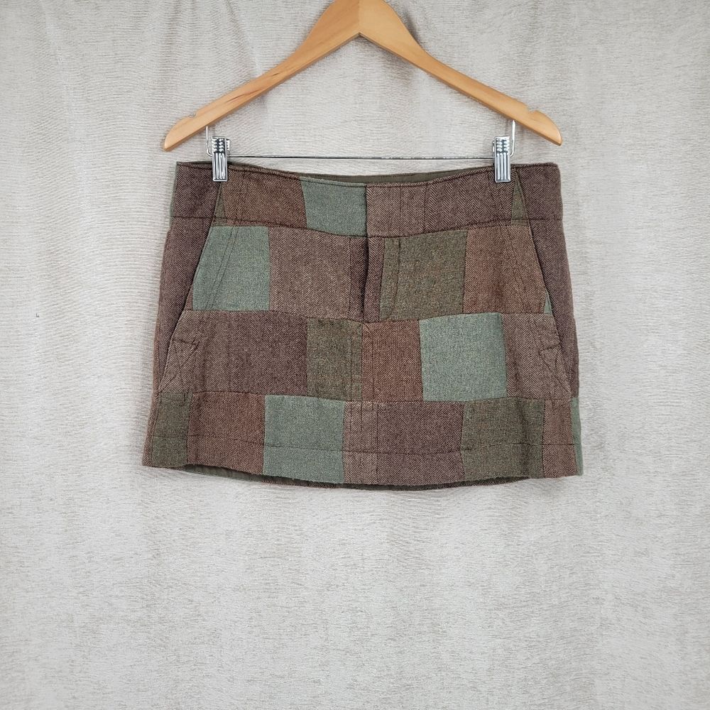 American Eagle Wool Blend Patchwork Mini Skirt in… - image 3